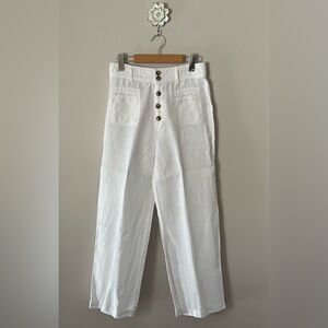 Women's NAÏF Montreal Linen Twill Pants Button Fly / Wide Leg / Pockets NWOT